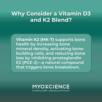 MYOXCIENCE Vitamin D3 + K2 Essential Micronutrients | Vitamin D3 5,000 IU | Vitamin K2 as MK-7 90 mcg (90 Vegetarian Capsules) - dailyvitalstore