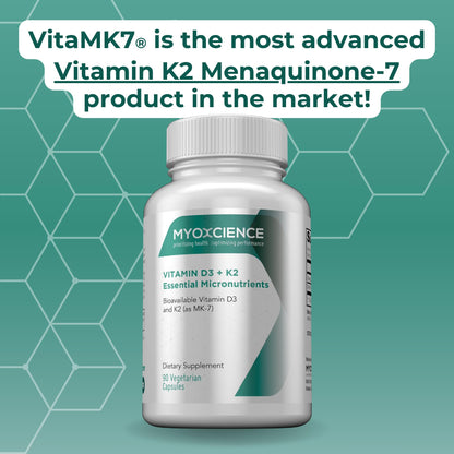MYOXCIENCE Vitamin D3 + K2 Essential Micronutrients | Vitamin D3 5,000 IU | Vitamin K2 as MK-7 90 mcg (90 Vegetarian Capsules) - dailyvitalstore