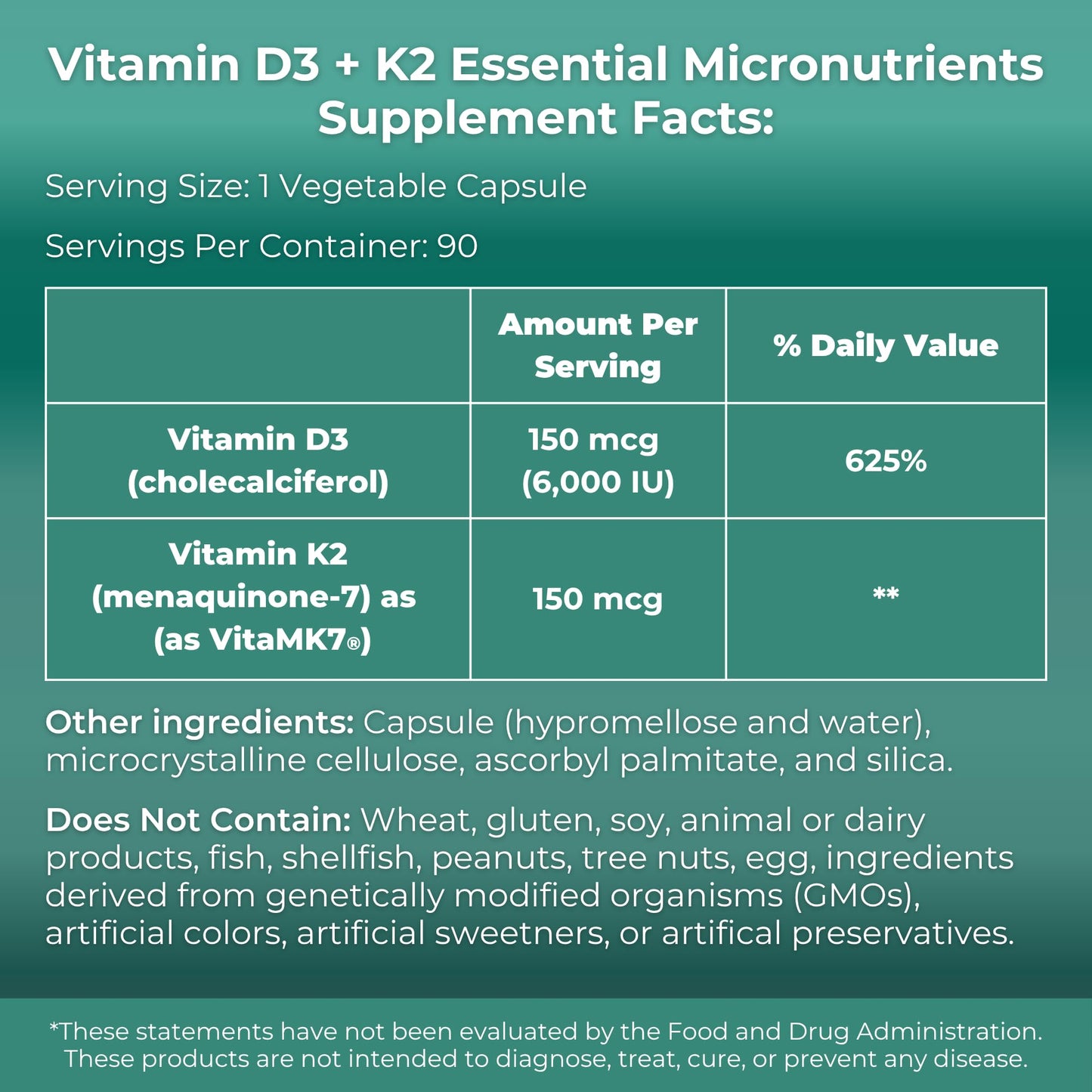 MYOXCIENCE Vitamin D3 + K2 Essential Micronutrients | Vitamin D3 5,000 IU | Vitamin K2 as MK-7 90 mcg (90 Vegetarian Capsules) - dailyvitalstore