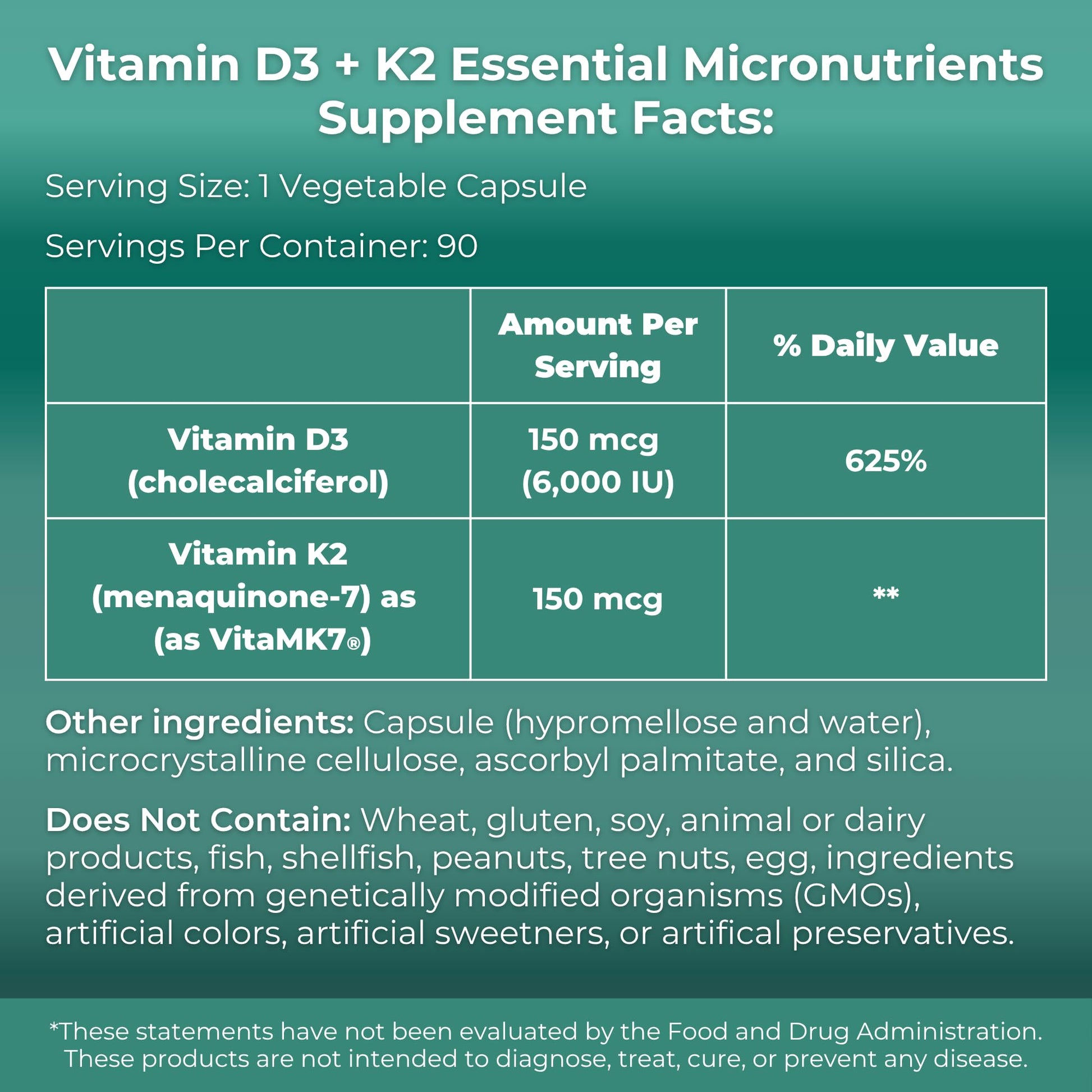 MYOXCIENCE Vitamin D3 + K2 Essential Micronutrients | Vitamin D3 5,000 IU | Vitamin K2 as MK-7 90 mcg (90 Vegetarian Capsules) - dailyvitalstore