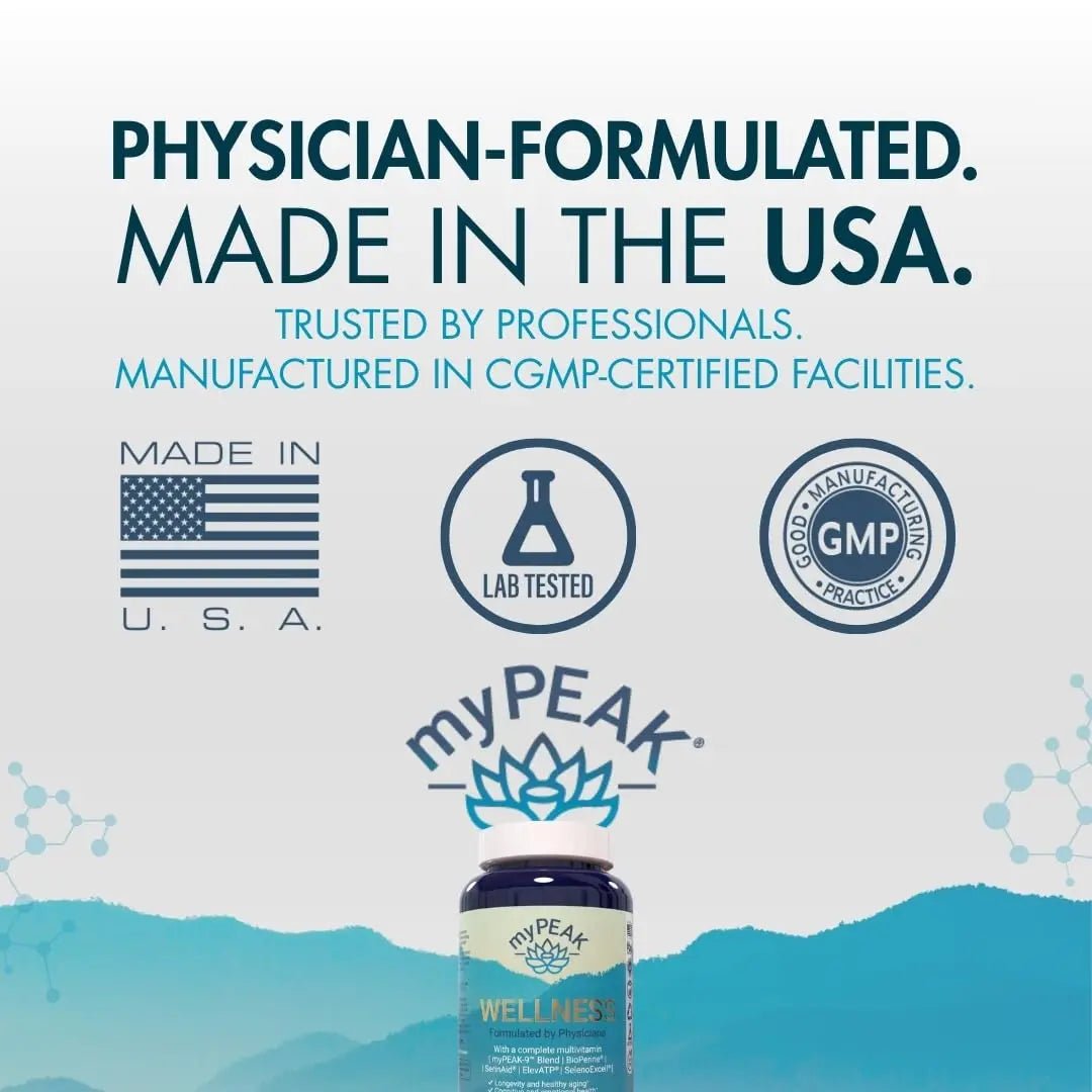 myPEAK Wellness Award-Winning Vegan Multivitamin with ElevATP Ancient Peat Extract, Natural Astaxanthin, Iron, Resveratrol and Alpha GPC - dailyvitalstore