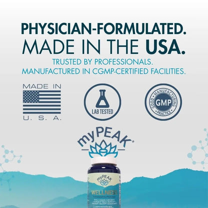 myPEAK Wellness Award-Winning Vegan Multivitamin with ElevATP Ancient Peat Extract, Natural Astaxanthin, Iron, Resveratrol and Alpha GPC - dailyvitalstore