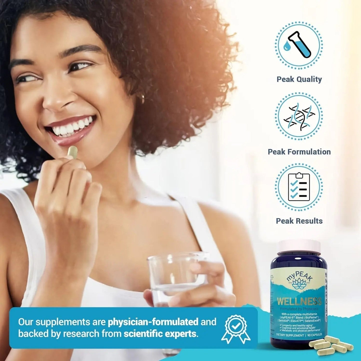 myPEAK Wellness Award-Winning Vegan Multivitamin with ElevATP Ancient Peat Extract, Natural Astaxanthin, Iron, Resveratrol and Alpha GPC - dailyvitalstore