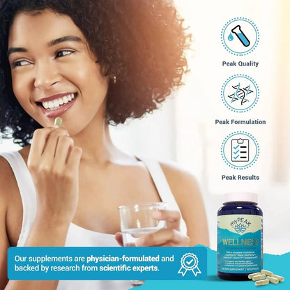 myPEAK Wellness Award-Winning Vegan Multivitamin with ElevATP Ancient Peat Extract, Natural Astaxanthin, Iron, Resveratrol and Alpha GPC - dailyvitalstore