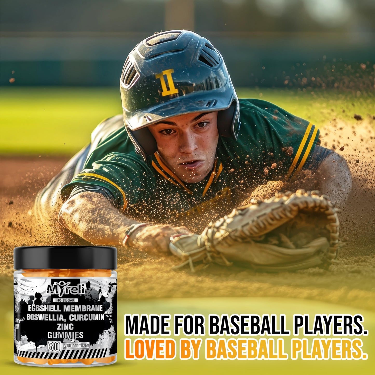 MYRELI Eggshell Membrane 400mg, Boswellia 300mg, Curcumin 250mg & Zinc 20mg Gummies - Baseball Athlete Joint Support, Flexibility, Recovery, Antioxidant, Energy, Endurance - Vegan, Non-GMO, 60 Gummies - dailyvitalstore