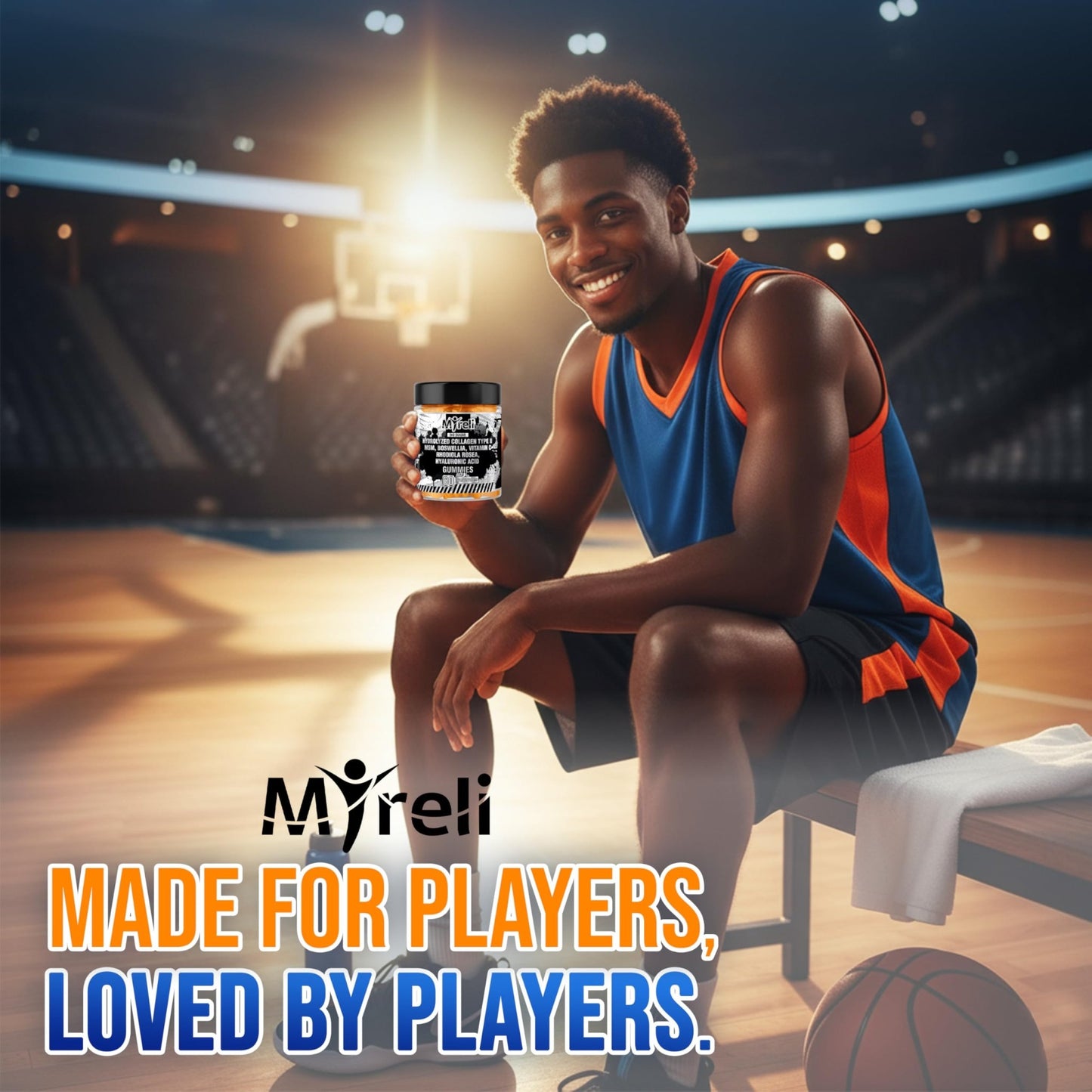 MYRELI Hydrolyzed Collagen Type II 500mg, MSM 700mg, Boswellia 200mg, Vitamin C 400mg, Rhodiola 100mg, Hyaluronic Acid 100mg, Joint Mobility, Flexibility, Basketball Athletes, Vegan, Non GMO, 60 Gummy - dailyvitalstore