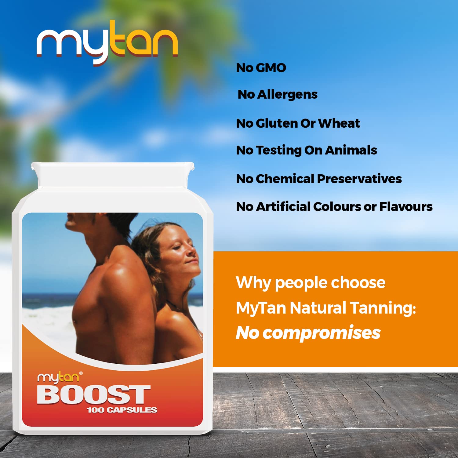 MyTan Boost Tan Pills | 100 Capsules | Sun Tan Accelerator | Natural Tanning Supplement | Tyrosine, Copper Multivitamin | 25-Day Extended Holiday Supply - dailyvitalstore