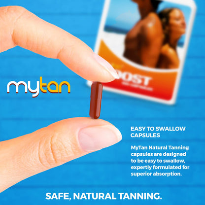 MyTan Boost Tan Pills | 100 Capsules | Sun Tan Accelerator | Natural Tanning Supplement | Tyrosine, Copper Multivitamin | 25-Day Extended Holiday Supply - dailyvitalstore
