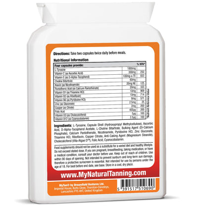 MyTan Boost Tan Pills | 100 Capsules | Sun Tan Accelerator | Natural Tanning Supplement | Tyrosine, Copper Multivitamin | 25-Day Extended Holiday Supply - dailyvitalstore