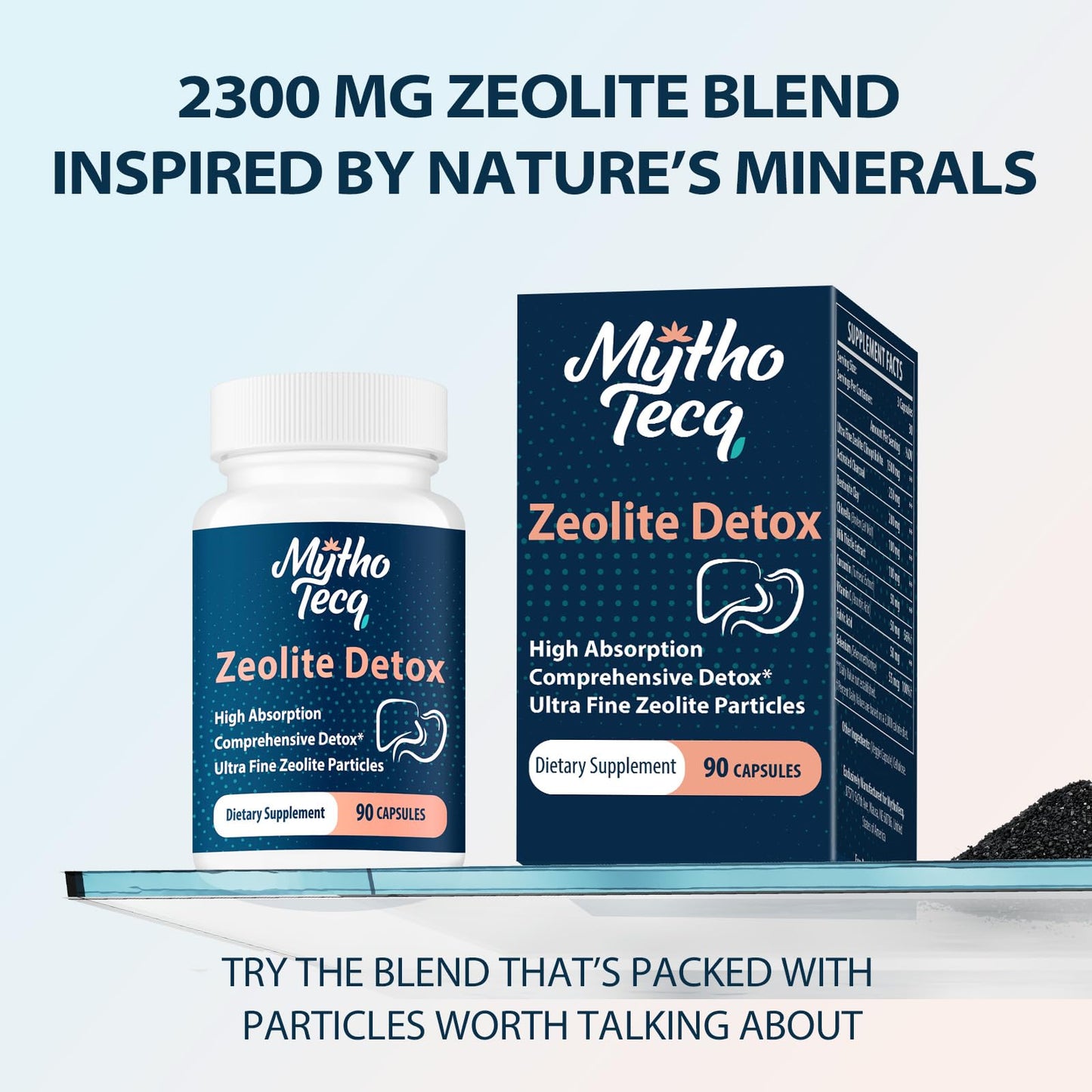MythoTecq 2300 MG Zeolite Detox Capsules - Activated Charcoal & Bentonite Clay, Highly Absorbable Full Body, Liver & Gut Cleanse - dailyvitalstore
