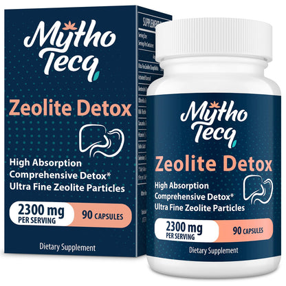 MythoTecq 2300 MG Zeolite Detox Capsules - Activated Charcoal & Bentonite Clay, Highly Absorbable Full Body, Liver & Gut Cleanse - dailyvitalstore
