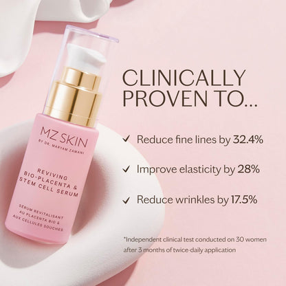 MZ SKIN Reviving Bio-Placenta & Stem Cell Serum, Night Treatment for Powerful Rejuvenation, With Peptides, Squalane & Hyaluronic Acid, Perfect For Anti-Aging, Wrinkles & Fine Lines, 1.01 fl oz - dailyvitalstore