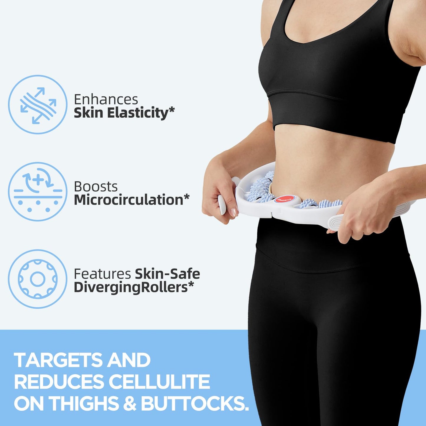 MZDXJ Cellulite Massage Tool - Lymphatic Drainage Massager - Muscle Roller, Deep Fascia Massage, Dimpled Skin Removal, Legs/Thighs/Buttocks, Anti-Cellulite Roller, Smooth Skin (14 Wheel - Blue) - dailyvitalstore