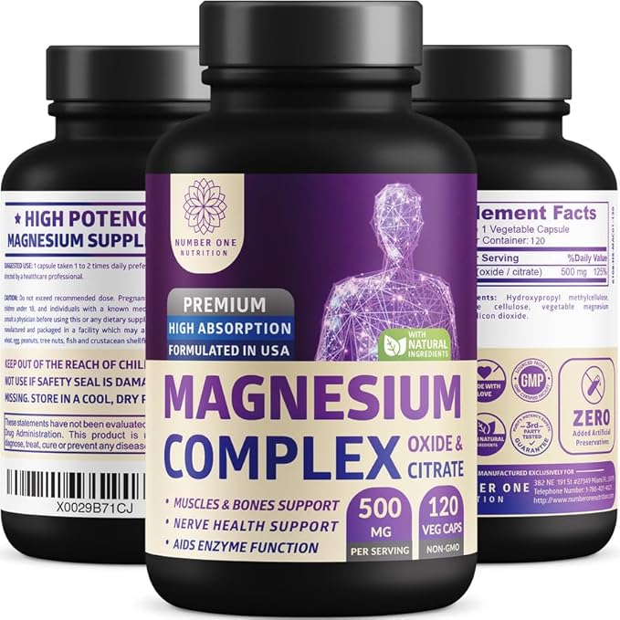 N1N Premium Magnesium Complex - High Absorption Magnesium Supplement for Women and Men to Support Regularity and Bone Health- 120 Veggie Capsules - dailyvitalstore