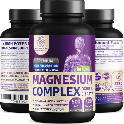 N1N Premium Magnesium Complex - High Absorption Magnesium Supplement for Women and Men to Support Regularity and Bone Health- 120 Veggie Capsules - dailyvitalstore