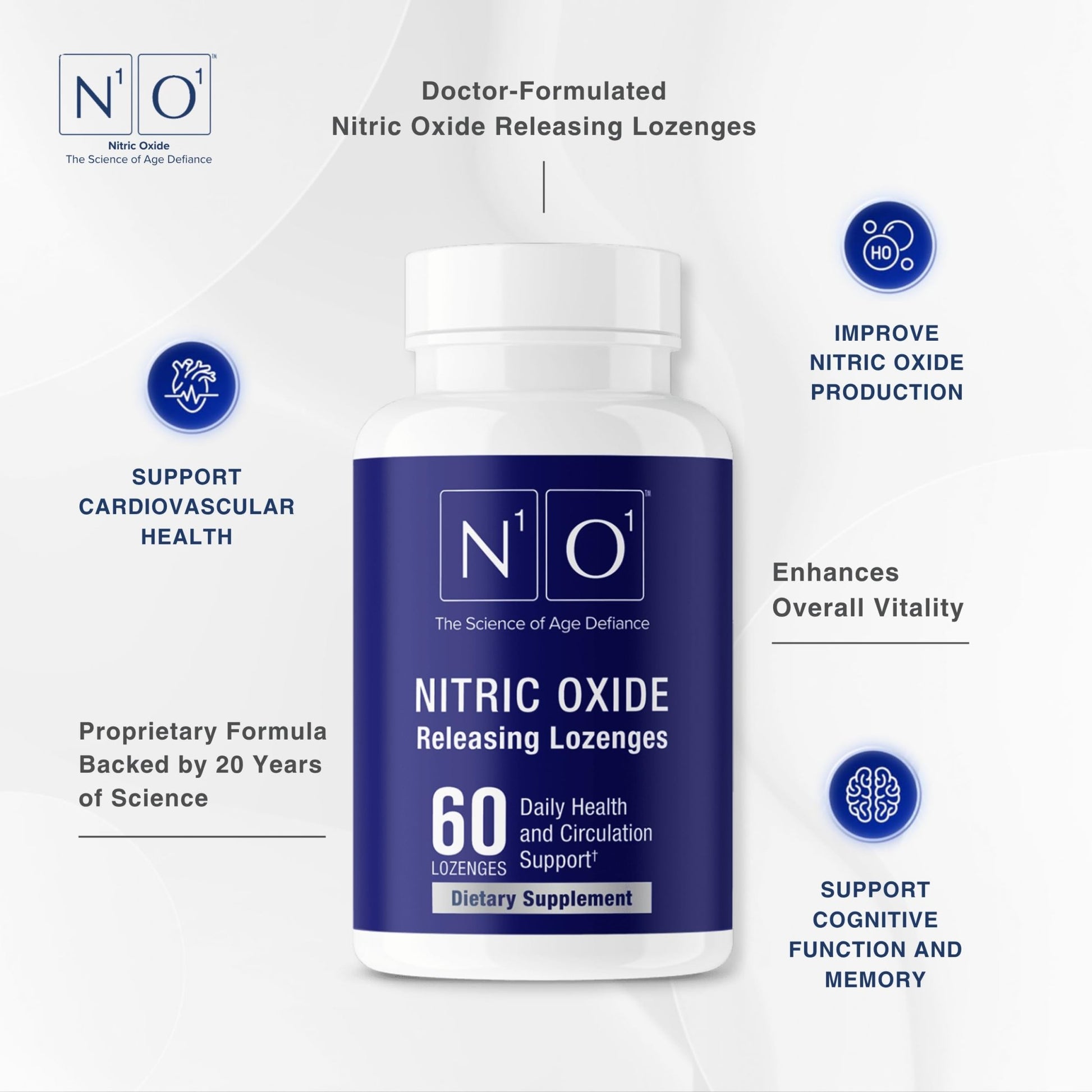 N1O1 Nitric Oxide Lozenges - 60 Count - Nitric Oxide Supplement for Heart Health, Circulation, Energy, Blood Flow, Oxygenation, Healthy Blood Pressure - dailyvitalstore
