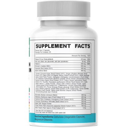 NAC-n-acetyl cysteine- Quercetin Zinc Bromelain Supplement | Extra Strength with Vit C, D3, Apple Cider Vinegar, Elderberry, Hawthorn Berry, Turmeric | Immune Support|120 Vegan Capsules | USDA Organic - dailyvitalstore