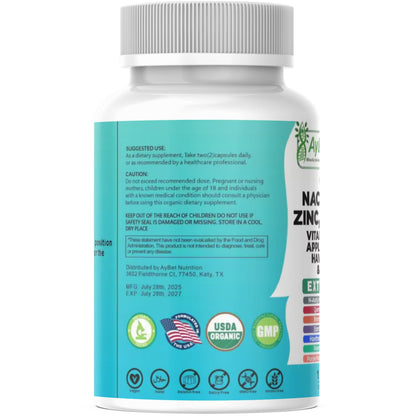 NAC-n-acetyl cysteine- Quercetin Zinc Bromelain Supplement | Extra Strength with Vit C, D3, Apple Cider Vinegar, Elderberry, Hawthorn Berry, Turmeric | Immune Support|120 Vegan Capsules | USDA Organic - dailyvitalstore