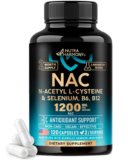 NAC Supplement | Selenium | B6 | B12 - Antioxidant, Immune Support - N Acetyl Cysteine 600 mg per Capsule, 1200 mg per Serving - Made in USA - Non-GMO, Gluten-Free - dailyvitalstore