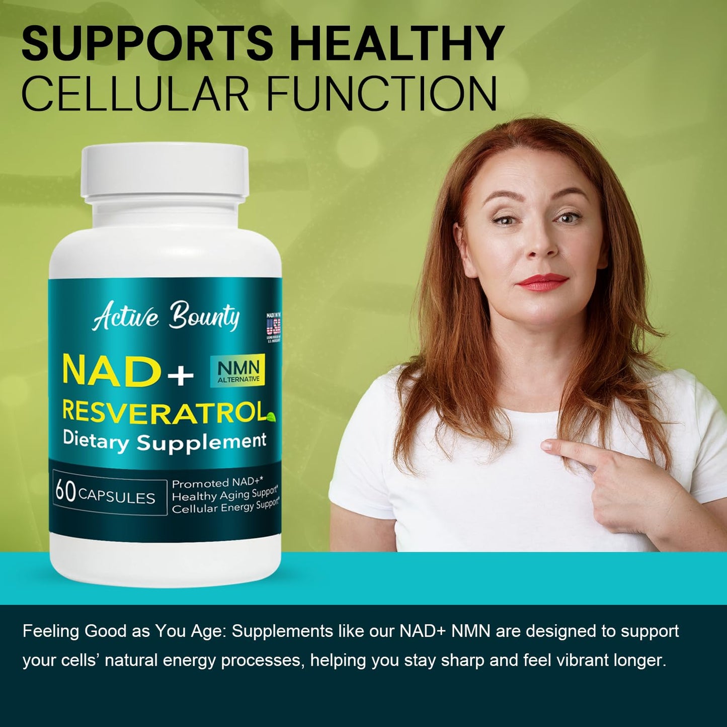 NAD+ Resveratrol Supplement with Quercetin – NMN Alternative for Cellular Energy Support, Focus & Healthy Aging – High Potency 500mg NAD+ Formula, Vegan, Non-GMO, Gluten-Free, Made in USA, 60 Capsules - dailyvitalstore