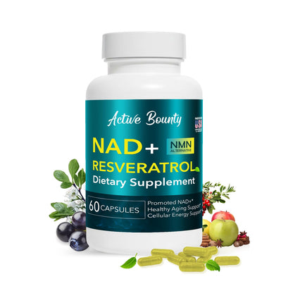 NAD+ Resveratrol Supplement with Quercetin – NMN Alternative for Cellular Energy Support, Focus & Healthy Aging – High Potency 500mg NAD+ Formula, Vegan, Non-GMO, Gluten-Free, Made in USA, 60 Capsules - dailyvitalstore