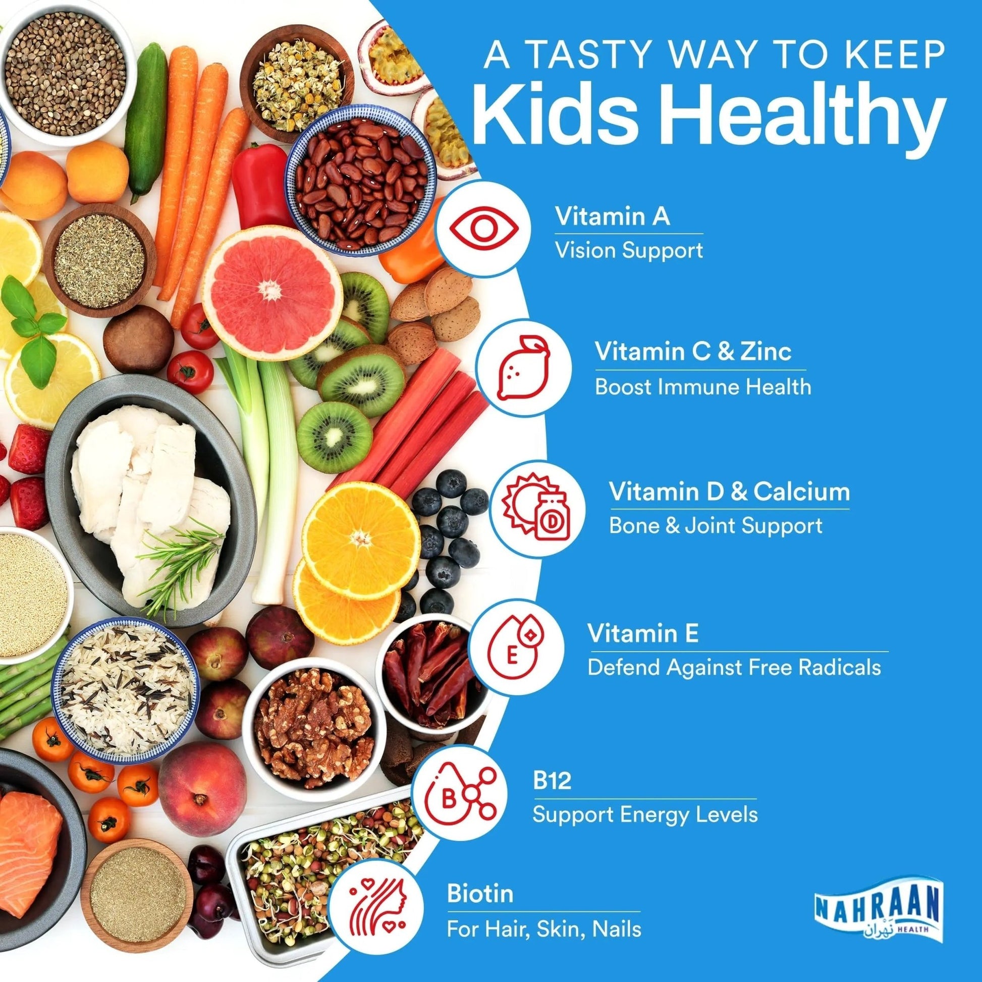 NAHRAAN HEALTH Halal Vitamins for Kids - Halal Multivitamins for Kids Vitamin A, C, D, E, B6, B12 - Non-GMO Vegetarian, Halal Gummies - 90 Count - dailyvitalstore