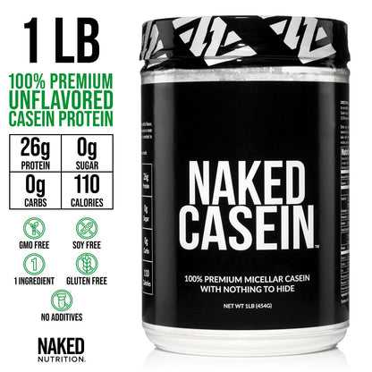 NAKED Casein - 1Lb Micellar Casein Protein - Bulk, Zero Carb, NSF Certified, GMO-Free, Gluten Free, Soy Free, Preservative Free - Stimulate Muscle Growth - dailyvitalstore