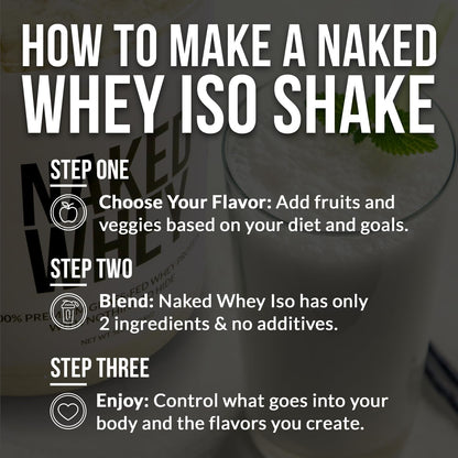 NAKED Chocolate Whey Isolate Protein - Only 6 Ingredients, 30g Grass-Fed Protein, Undenatured, No GMO, No Soy, Gluten-Free, No Preservatives - 24 Servings - dailyvitalstore