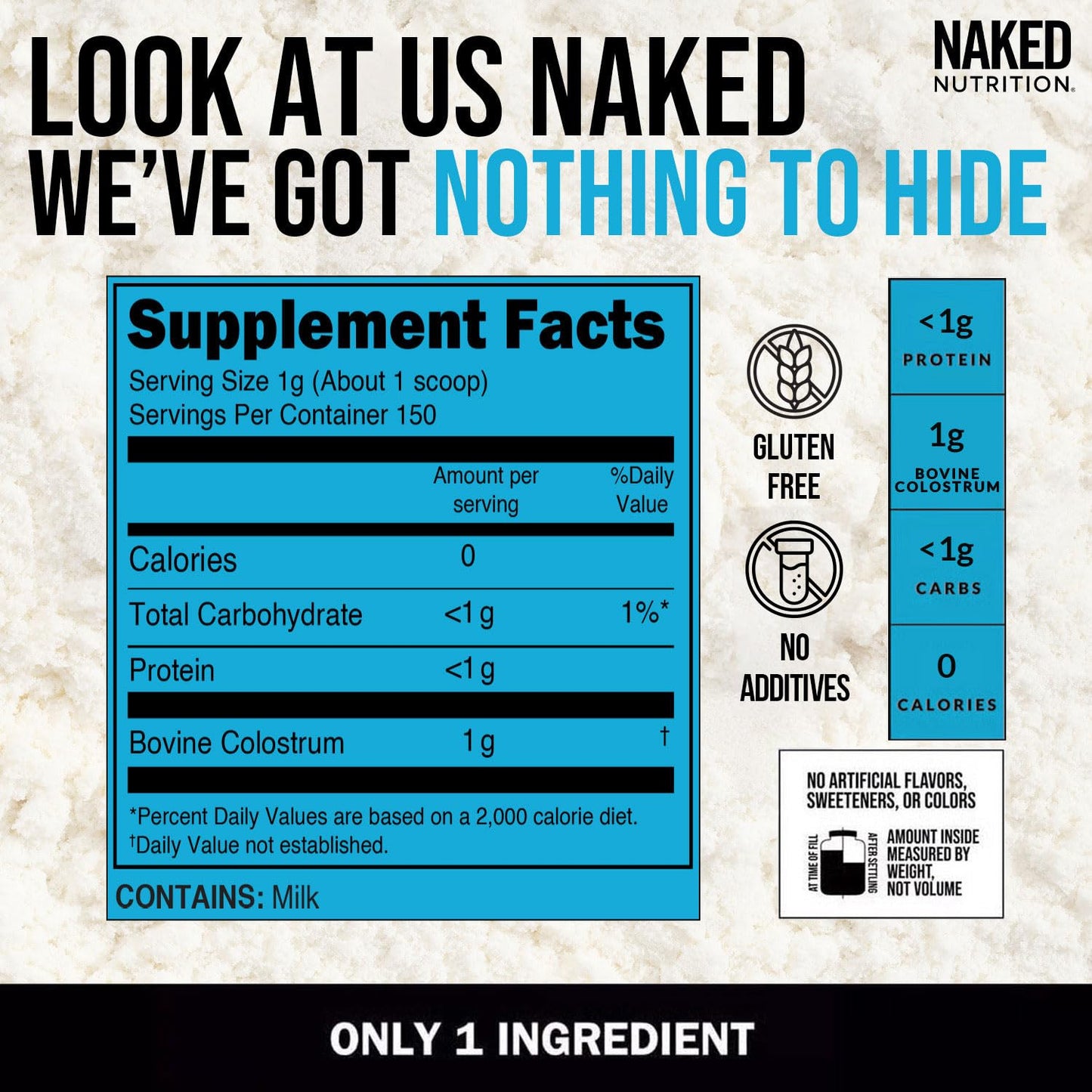 NAKED Colostrum Powder – 100% Grass-Fed Bovine Colostrum Supplement from US Farms | Tested at 20%+ IgG | Gut Health, Immunit - dailyvitalstore