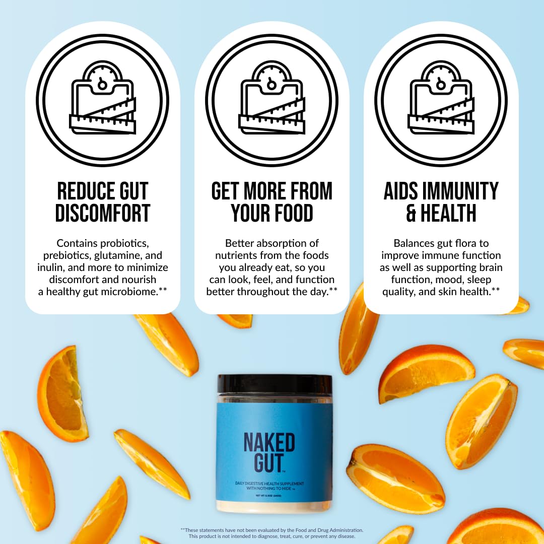 NAKED Gut - Daily Gut Health Supplement - Natural Gut Health Powder for Gut Cleanse, Digestive Support, GMO-Free, Soy-Free, Gluten-Free, - dailyvitalstore