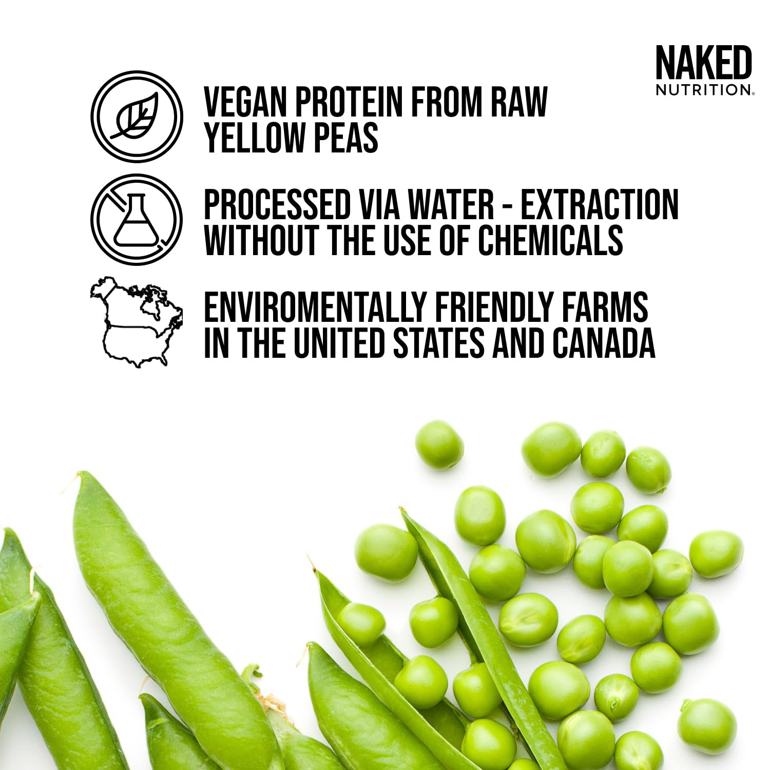 NAKED Pea - 5LB 100% Pea Protein Powder from North American Farms - Unflavored Vegan Pea Protein Isolate - NSF Certified, Plant Protein Powder, Easy to Digest - 76 Servings - dailyvitalstore