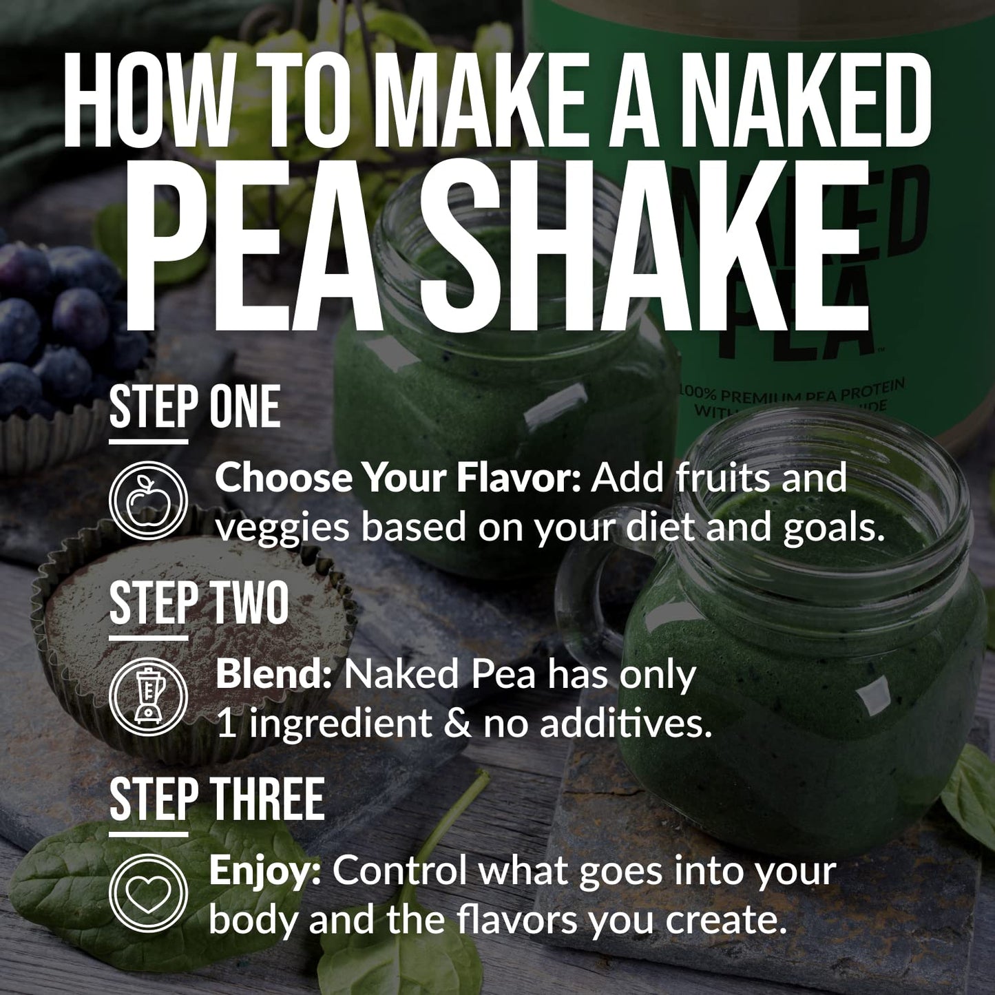 NAKED Pea - 5LB 100% Pea Protein Powder from North American Farms - Unflavored Vegan Pea Protein Isolate - NSF Certified, Plant Protein Powder, Easy to Digest - 76 Servings - dailyvitalstore