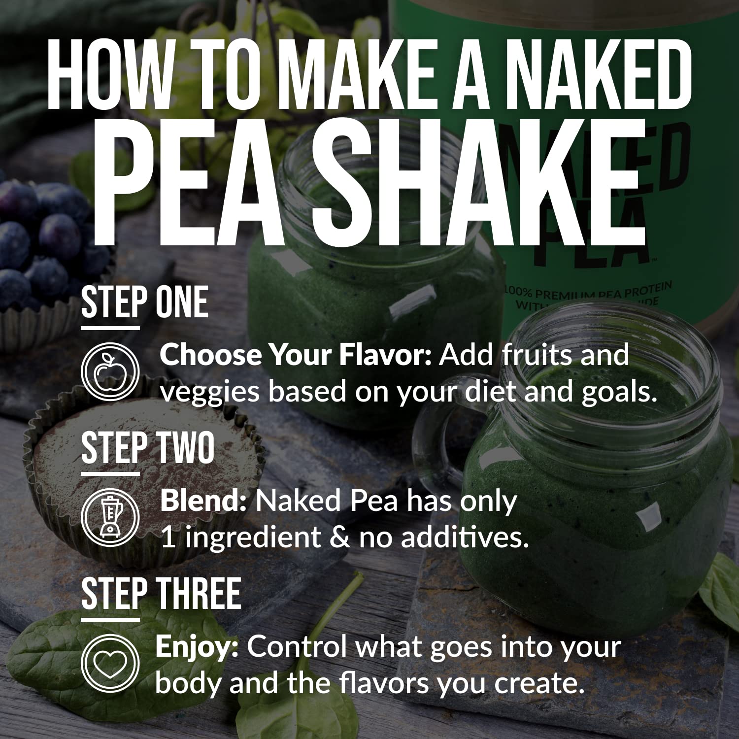 NAKED Pea - 5LB 100% Pea Protein Powder from North American Farms - Unflavored Vegan Pea Protein Isolate - NSF Certified, Plant Protein Powder, Easy to Digest - 76 Servings - dailyvitalstore