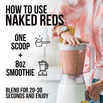 NAKED Reds Superfood Powder - Healthy, Energizing Polyphenol Fruit Powder Mix, No Fillers, No Additives, Vegan, Non-GMO, Gluten Free - 28 Servings - dailyvitalstore