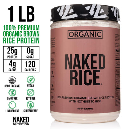 NAKED Rice 1Lb - Organic Brown Rice Protein Powder - Vegan Protein Powder, GMO Free, Gluten Free & Soy Free. Plant-Based Protein, - dailyvitalstore