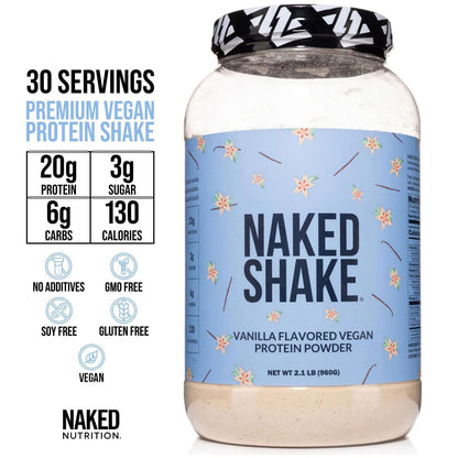 NAKED Shake - Vanilla Protein Powder - Plant Based Protein Shake with Mct Oil, NSF Certified, Gluten-Free, Soy-Free, No Gmos Or Artificial Sweeteners - 30 Servings - dailyvitalstore
