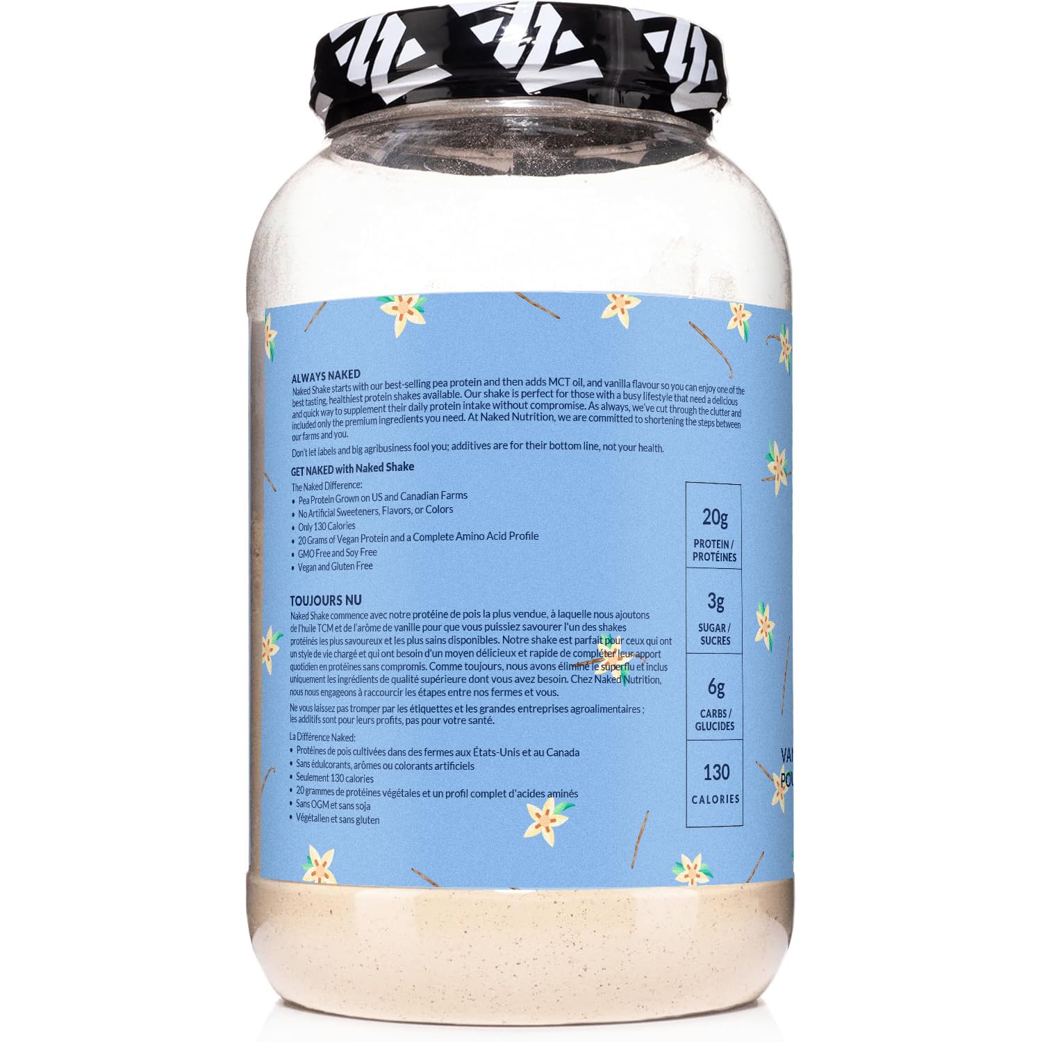 NAKED Shake - Vanilla Protein Powder - Plant Based Protein Shake with Mct Oil, NSF Certified, Gluten-Free, Soy-Free, No Gmos Or Artificial Sweeteners - 30 Servings - dailyvitalstore