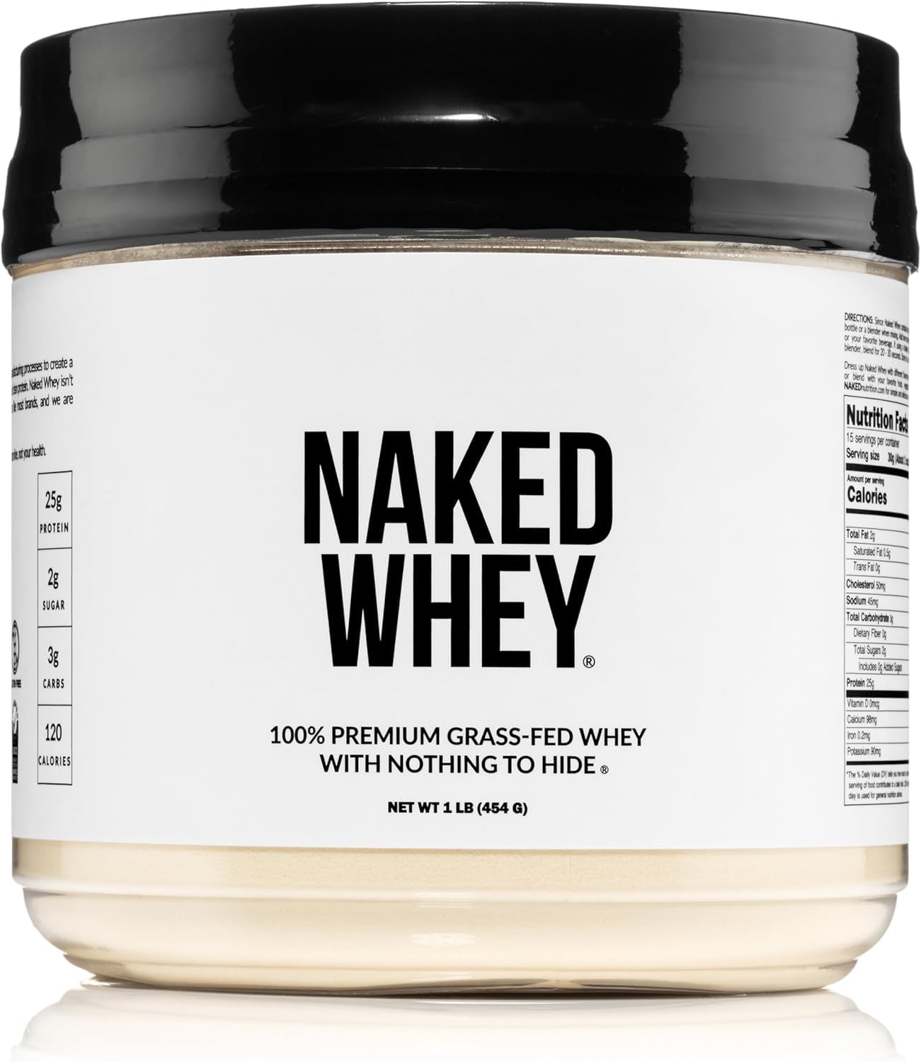 NAKED Whey 1Lb - Only 1 Ingredient, Grass Fed Whey Protein Powder, NSF Certified, Undenatured, No Gmos, No Soy, Gluten Free - dailyvitalstore