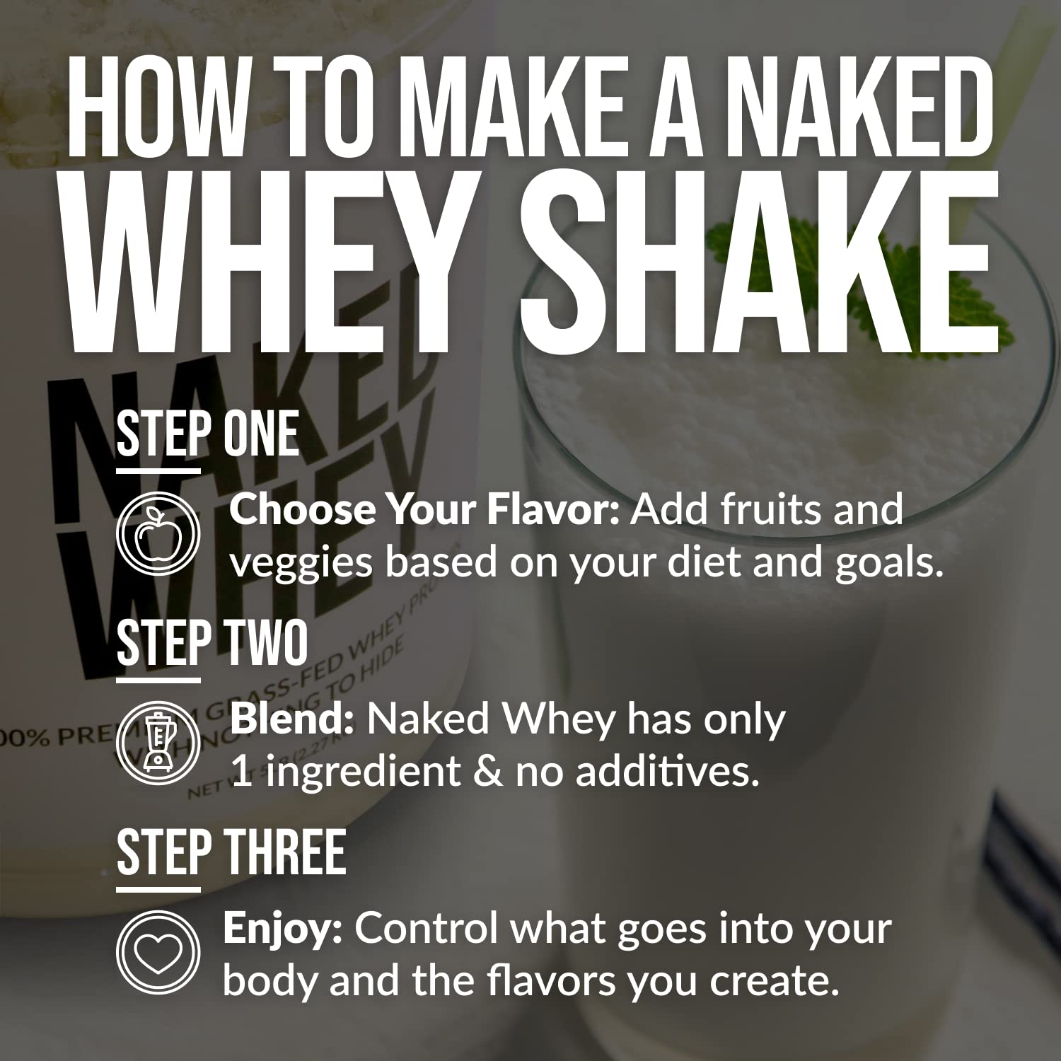 NAKED Whey 1Lb - Only 1 Ingredient, Grass Fed Whey Protein Powder, NSF Certified, Undenatured, No Gmos, No Soy, Gluten Free - dailyvitalstore