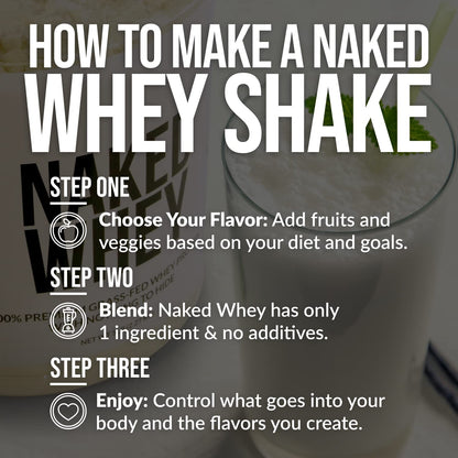 NAKED Whey 1Lb - Only 1 Ingredient, Grass Fed Whey Protein Powder, NSF Certified, Undenatured, No Gmos, No Soy, Gluten Free - dailyvitalstore