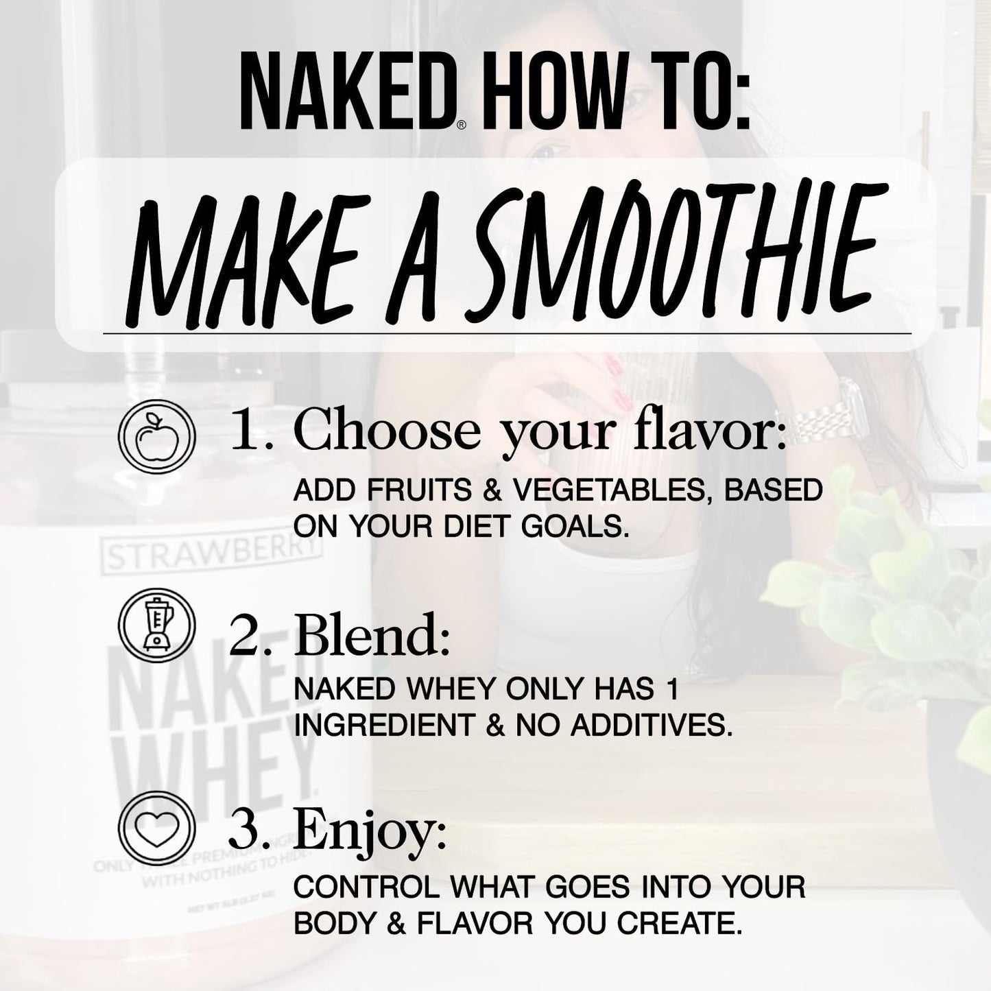 NAKED Whey 2LB 100% Grass Fed Whey Protein Powder - Only 1 Ingredient, Unflavored Whey Protein, NSF Certified, Undenatured, Gluten Free, - dailyvitalstore