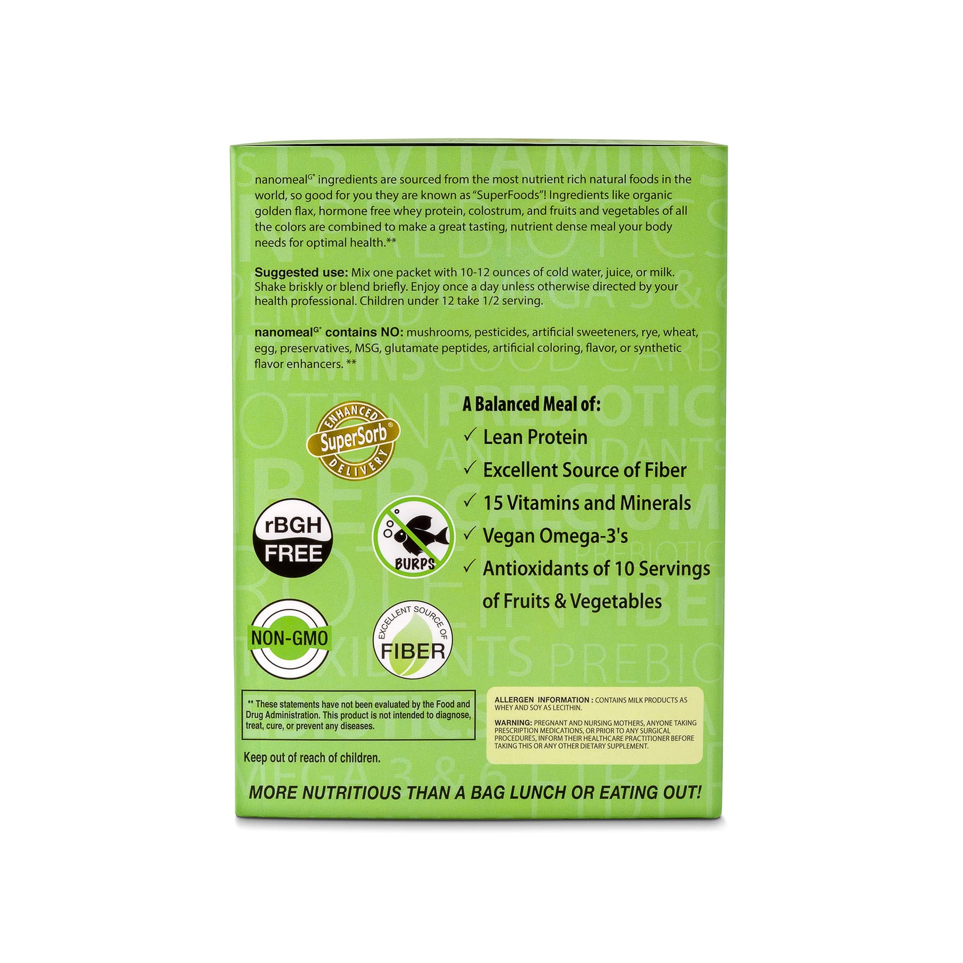 NanoMeal Plant-Based All-in-One Nutrition | Superfood Meal Replacement Powder | Tropical Fruit Blend | 10 Servings | Protein, Greens & Omega for Gut & Immune Support - dailyvitalstore