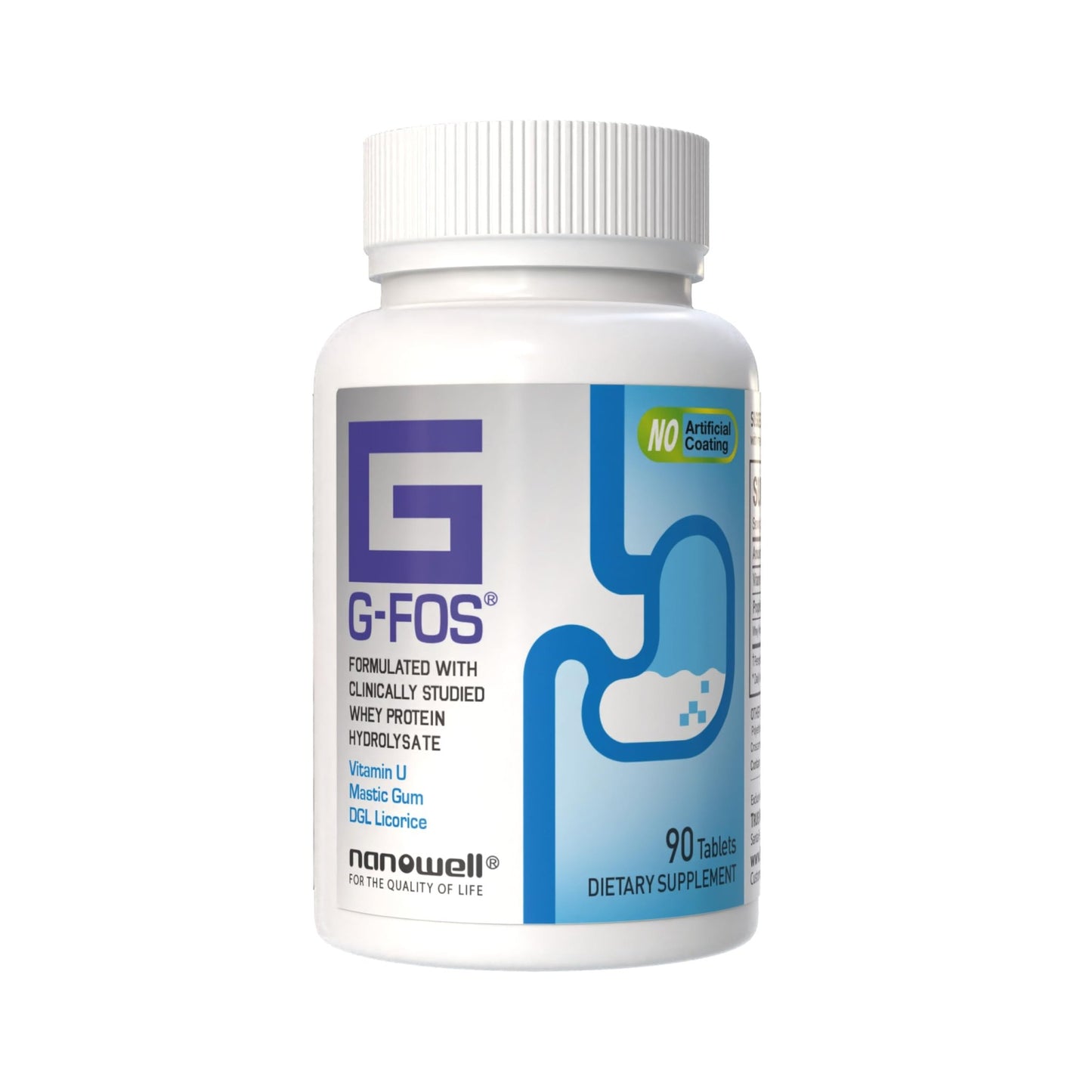 NANOWELL G-FOS Digestive Health Supplement, Vitamin U - 90 Tablets X 2 Bottles for 2 Months (180 Count) - dailyvitalstore