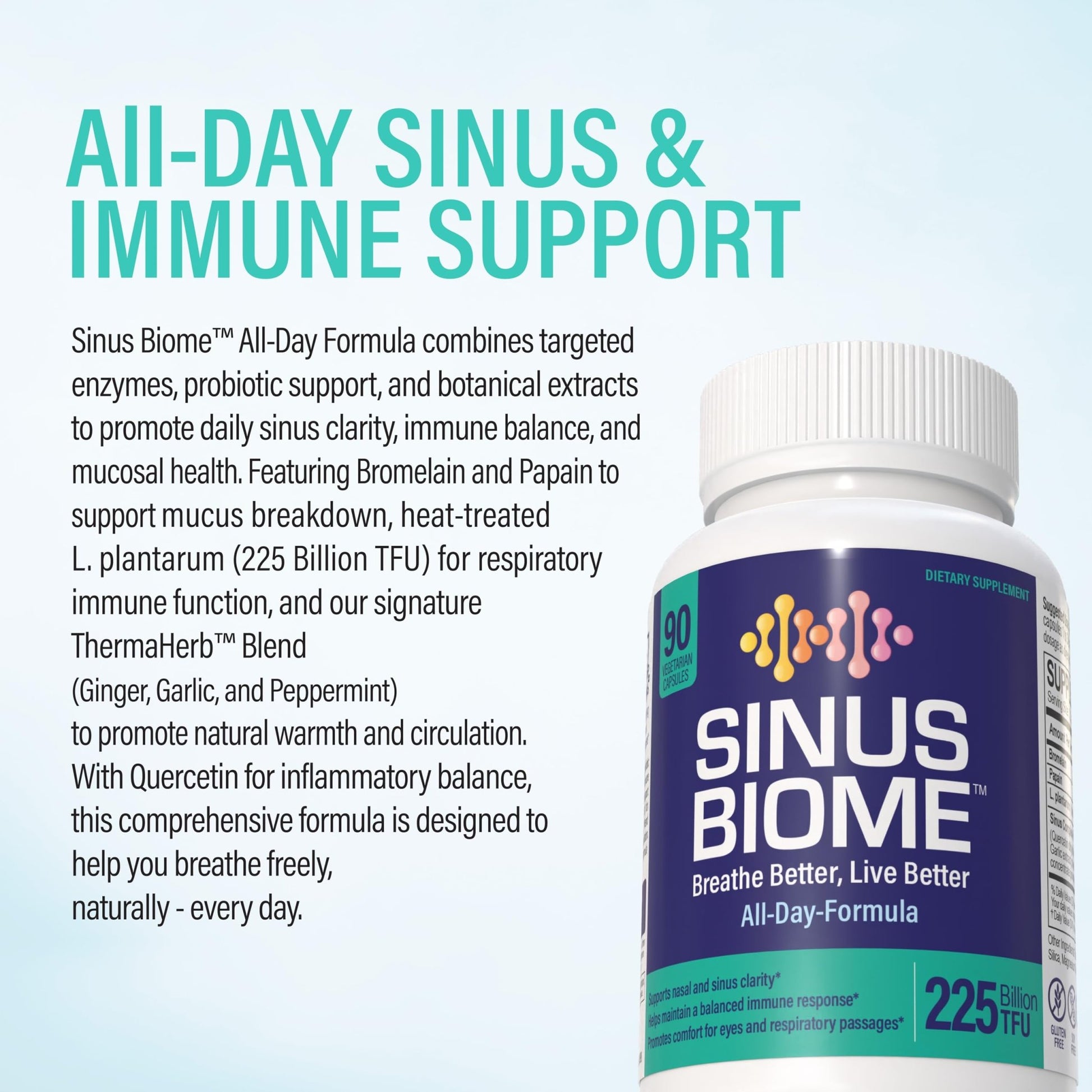 NANOWELL Sinus Biome All-Day Formula Dietary Supplement, 90 Vegetarian Capsules, 225 Billion TFU for Nasal, Sinus, Respiratory Support - dailyvitalstore