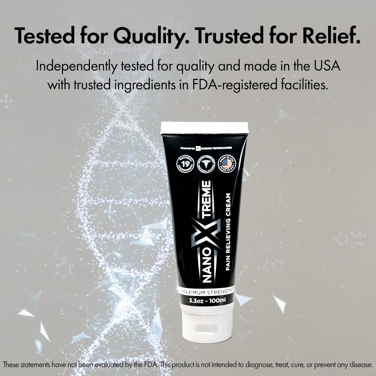 NANOXTREME Pain Relief Cream – Fast-Acting Topical for Muscle, Joint & Nerve Deep-Absorbing, Long-Lasting Formula with Natural Ingredients – Cooling Sensation – 3.3oz Tube – Made in USA - dailyvitalstore