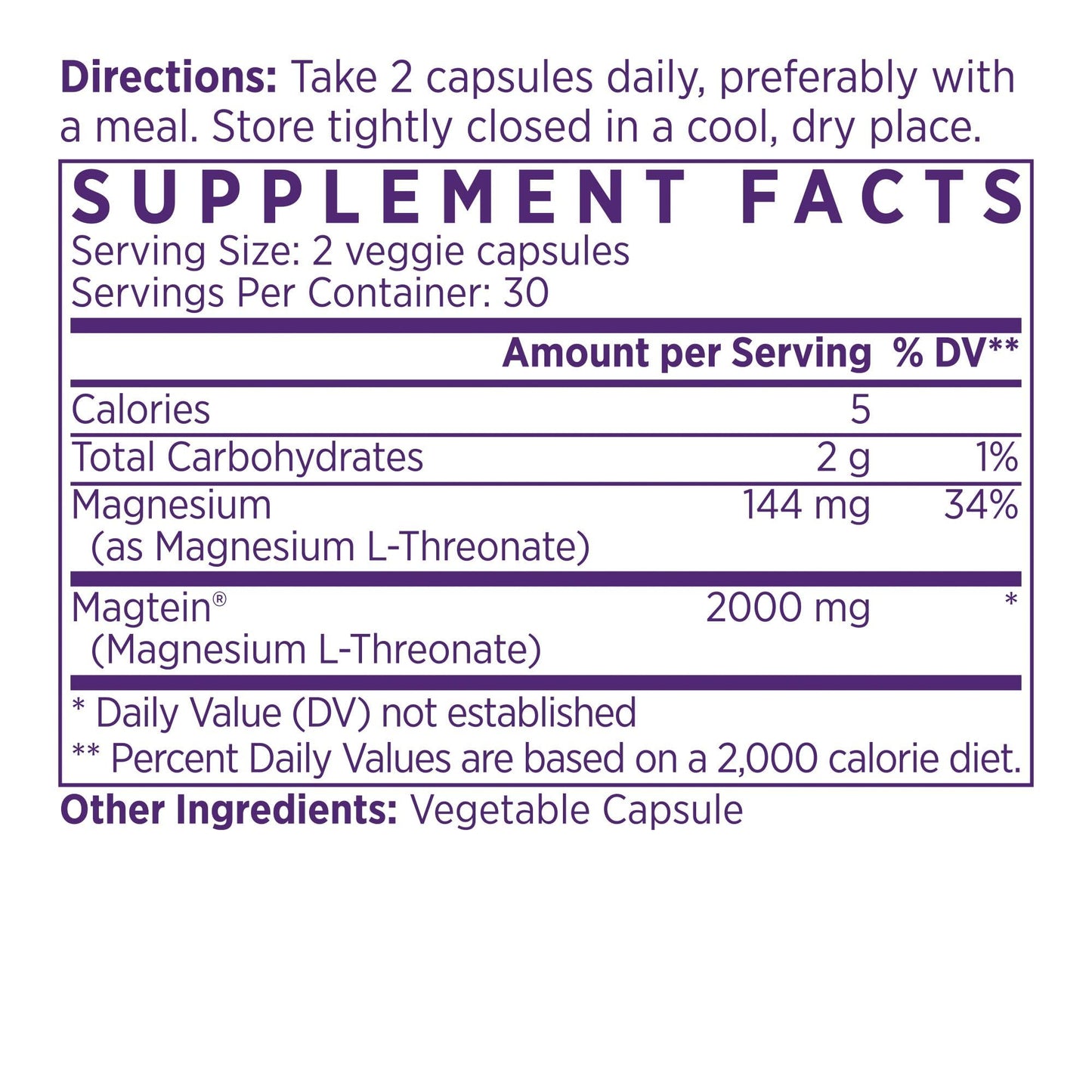 NAOMI Magnesium L-Threonate with 2,000mg Patented Magtein®, High Absorption Elemental Magnesium, Memory Supplement - Brain Health, Focus, Nerve Support, Heart Health, Natural Sleep Aid, 60 Veggie Caps - dailyvitalstore