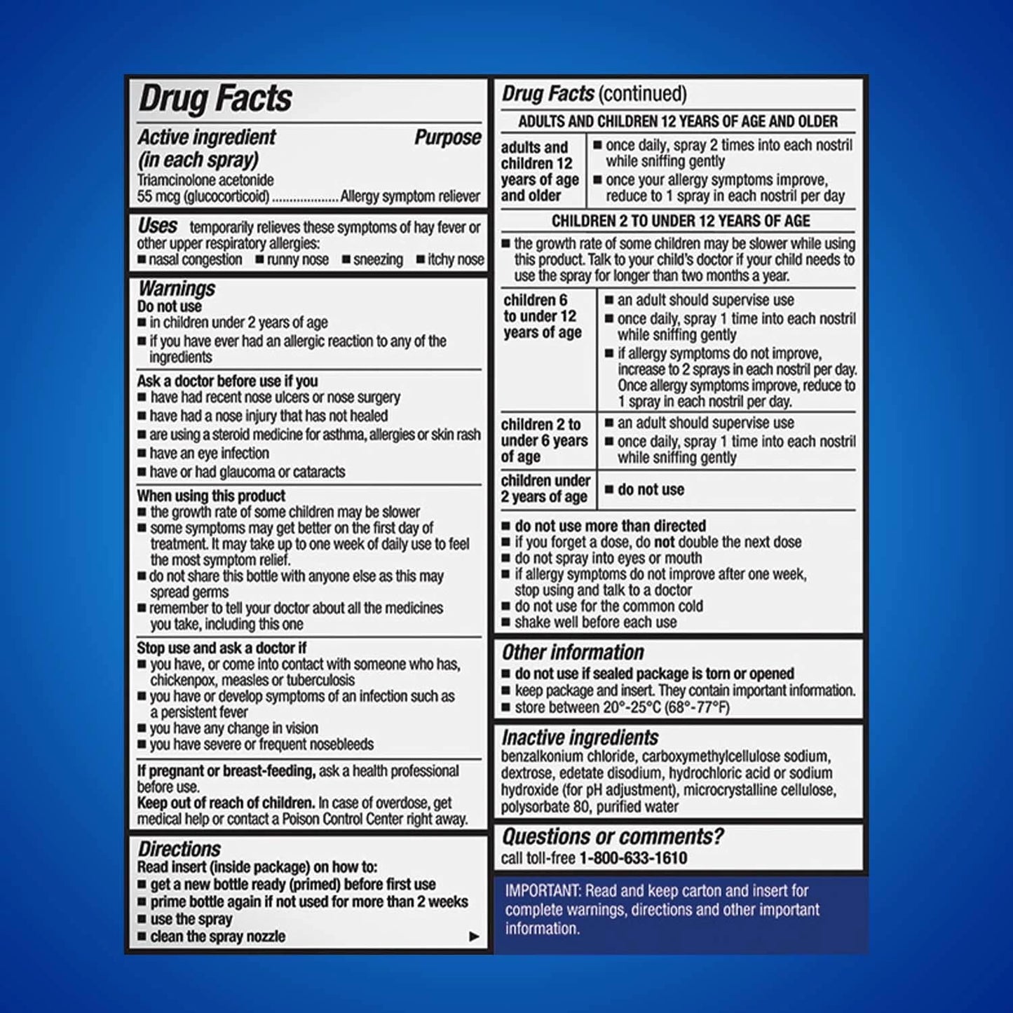 Nasacort 24HR Allergy Nasal Spray for Adults, Non-drowsy & Alcohol Free, 150 Spray Pack - dailyvitalstore