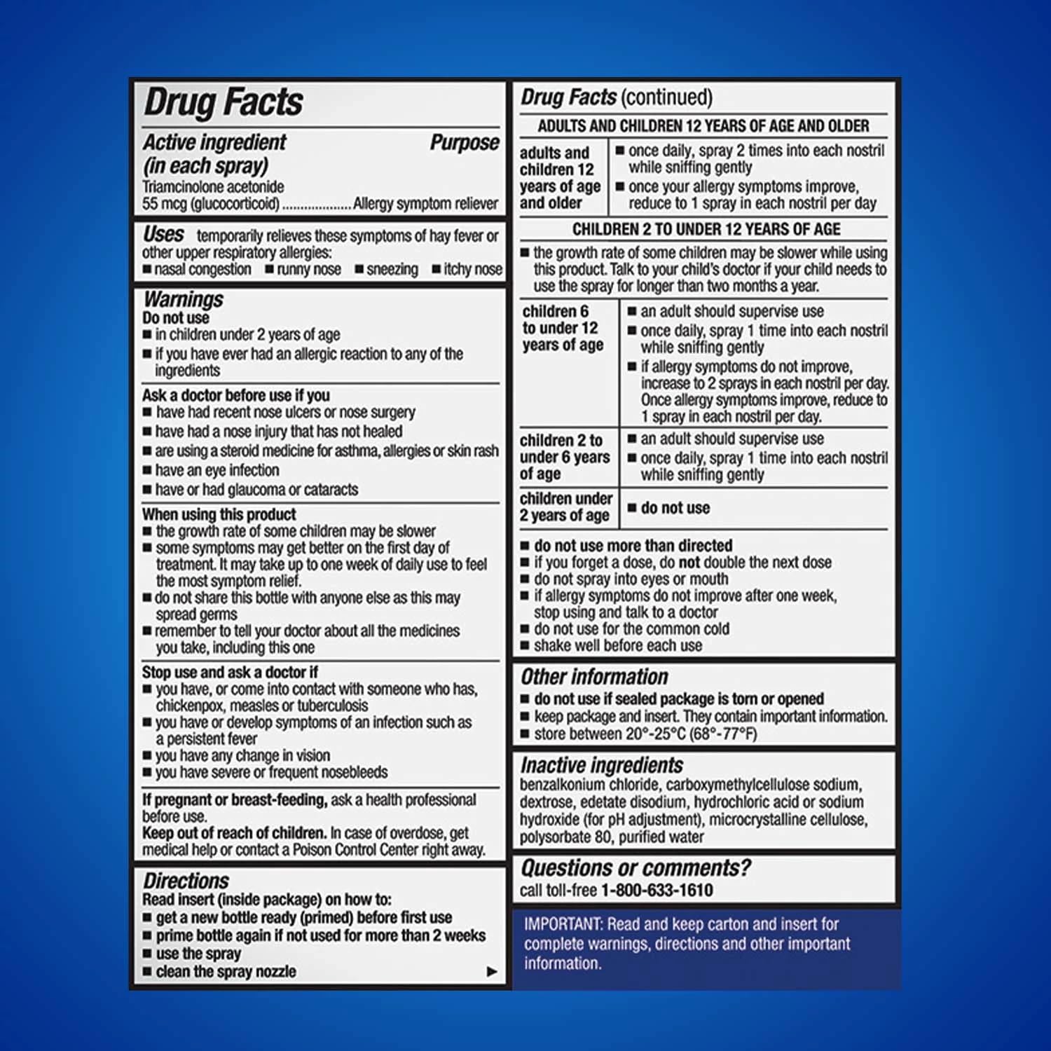Nasacort 24HR Allergy Nasal Spray for Adults, Non-drowsy & Alcohol Free, 150 Spray Pack - dailyvitalstore