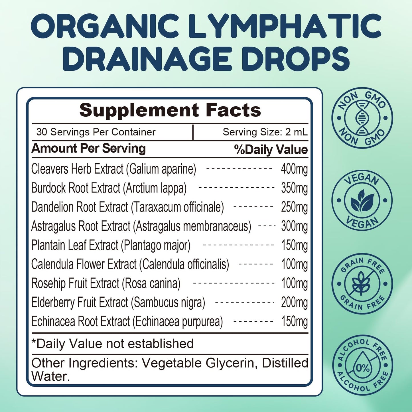 NaSeny Lymphatic Drainage Drops, 9 IN1 Lymphatic Drainage Supplements for Detox & Cleanse, Immune System Support with Echinacea, Elderberry, Dandelion, Arctium Lappa, 2 FL OZ - dailyvitalstore