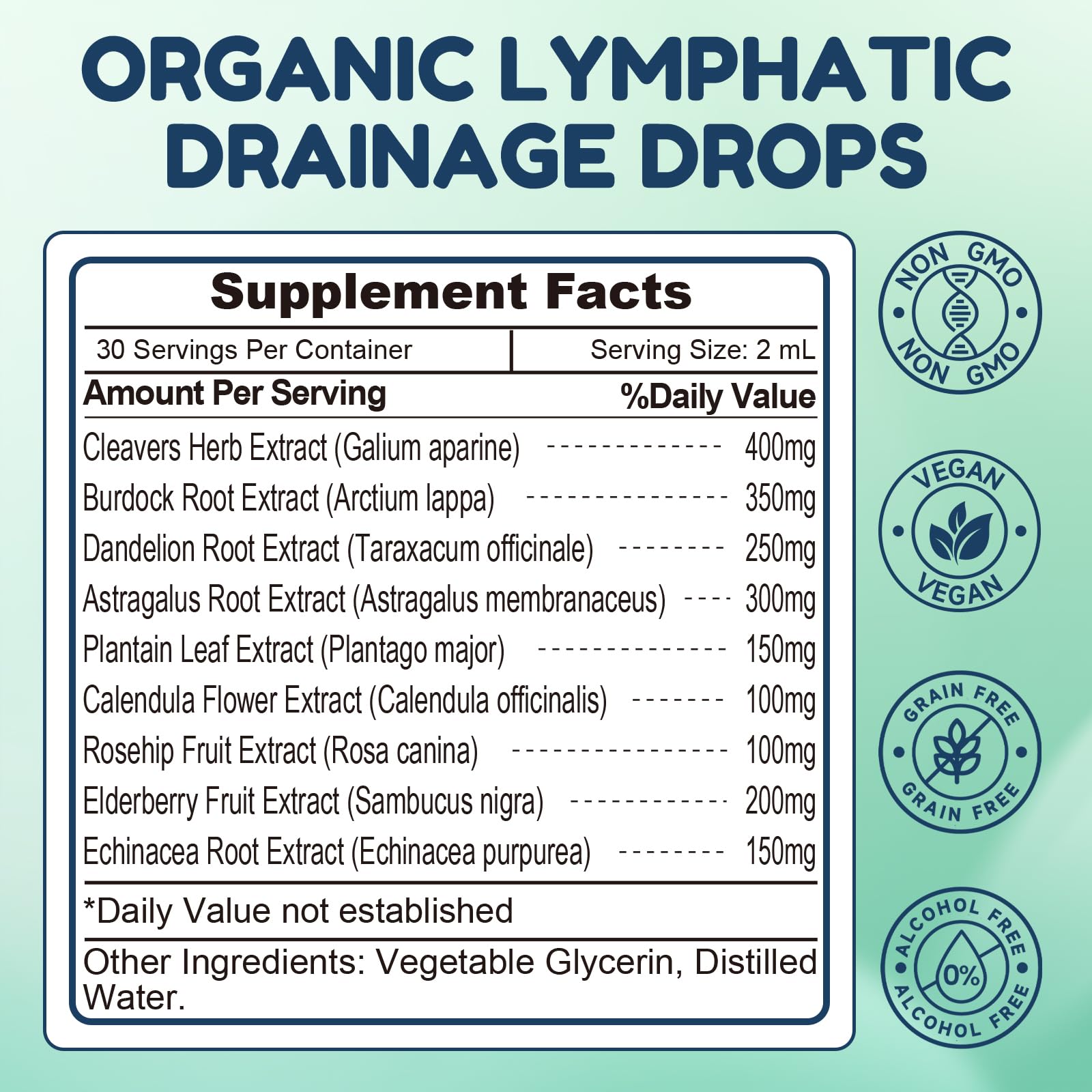 NaSeny Lymphatic Drainage Drops, 9 IN1 Lymphatic Drainage Supplements for Detox & Cleanse, Immune System Support with Echinacea, Elderberry, Dandelion, Arctium Lappa, 2 FL OZ - dailyvitalstore